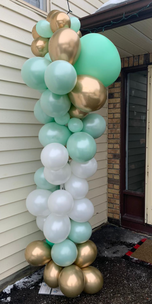 Burlington Balloons in garland outside